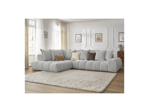 Canapé D'Angle Fixe - Everest - Tissu Chiné - Angle Gauche - 10 Coussins