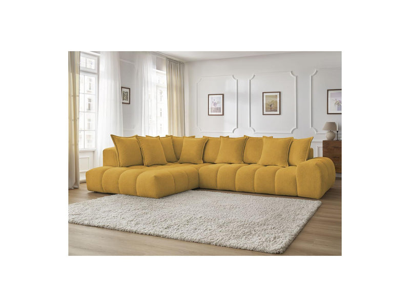 Canapé D'Angle Fixe - Everest - Tissu Chiné - Angle Gauche - 10 Coussins