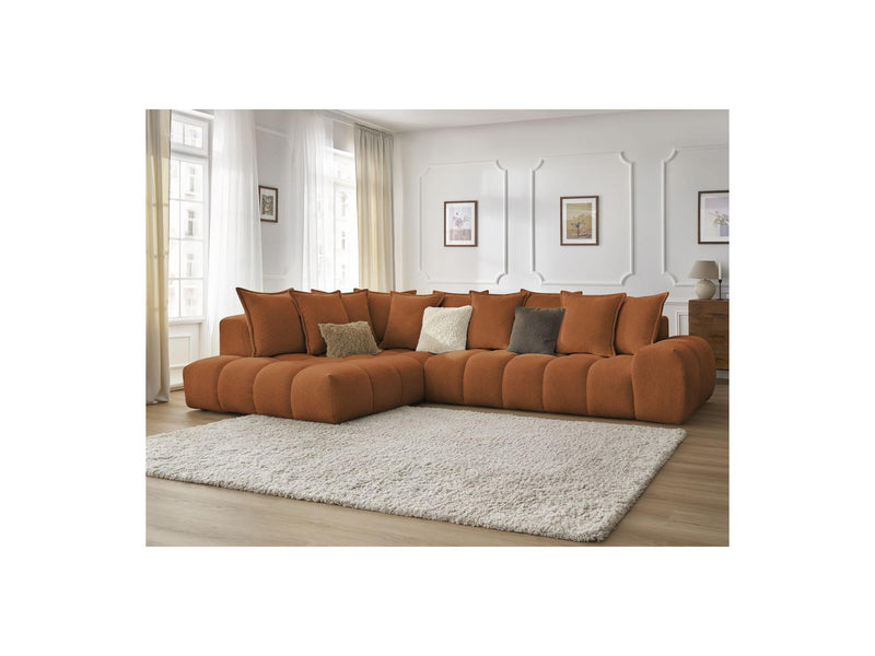 Canapé D'Angle Fixe - Everest - Tissu Chiné - Angle Gauche - 10 Coussins