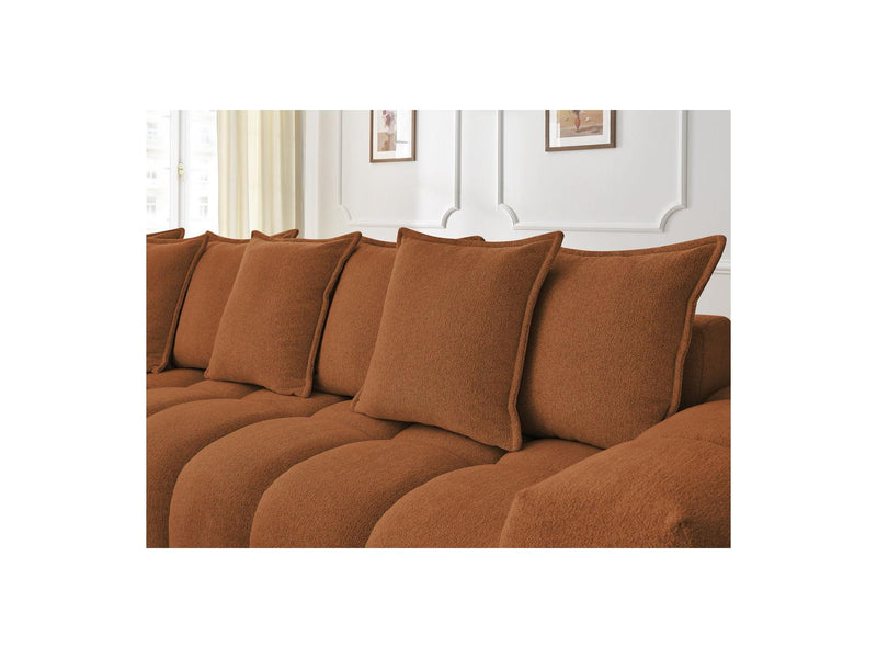 Canapé D'Angle Fixe - Everest - Tissu Chiné - Angle Gauche - 10 Coussins