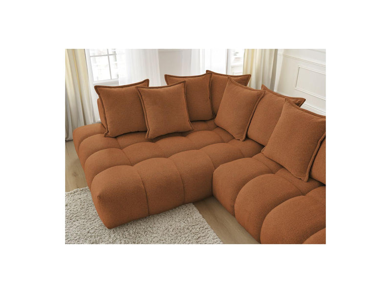 Canapé D'Angle Fixe - Everest - Tissu Chiné - Angle Gauche - 10 Coussins