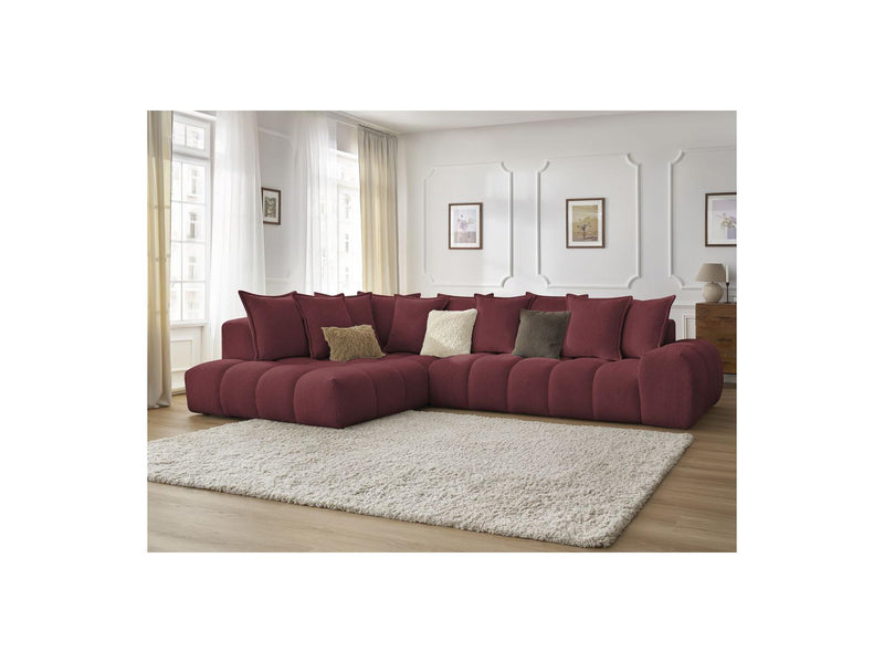 Canapé D'Angle Fixe - Everest - Tissu Chiné - Angle Gauche - 10 Coussins