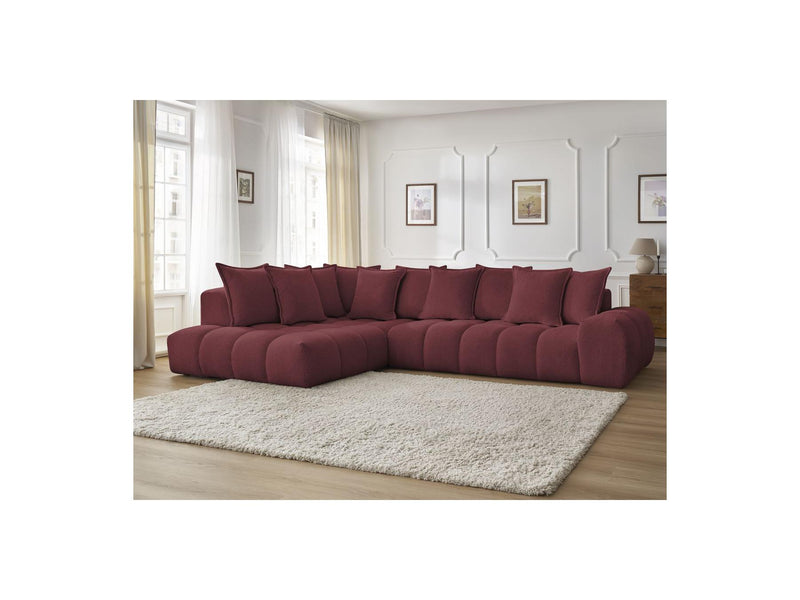 Canapé D'Angle Fixe - Everest - Tissu Chiné - Angle Gauche - 10 Coussins