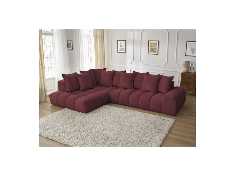 Canapé D'Angle Fixe - Everest - Tissu Chiné - Angle Gauche - 10 Coussins