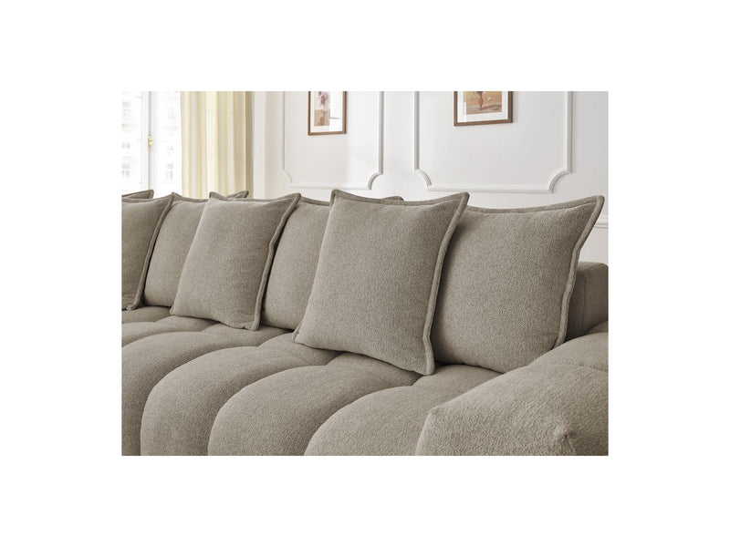 Canapé D'Angle Fixe - Everest - Tissu Chiné - Angle Gauche - 10 Coussins