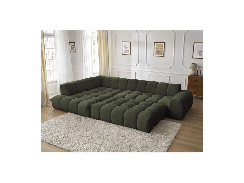 Canapé D'Angle Fixe - Everest - Tissu Chiné - Angle Gauche - 10 Coussins