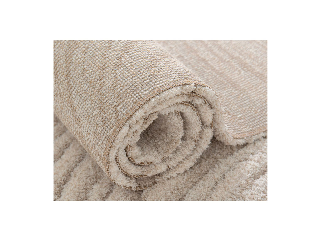 Tapis Poils Longs - Lovina - Motif Abstrait - Beige