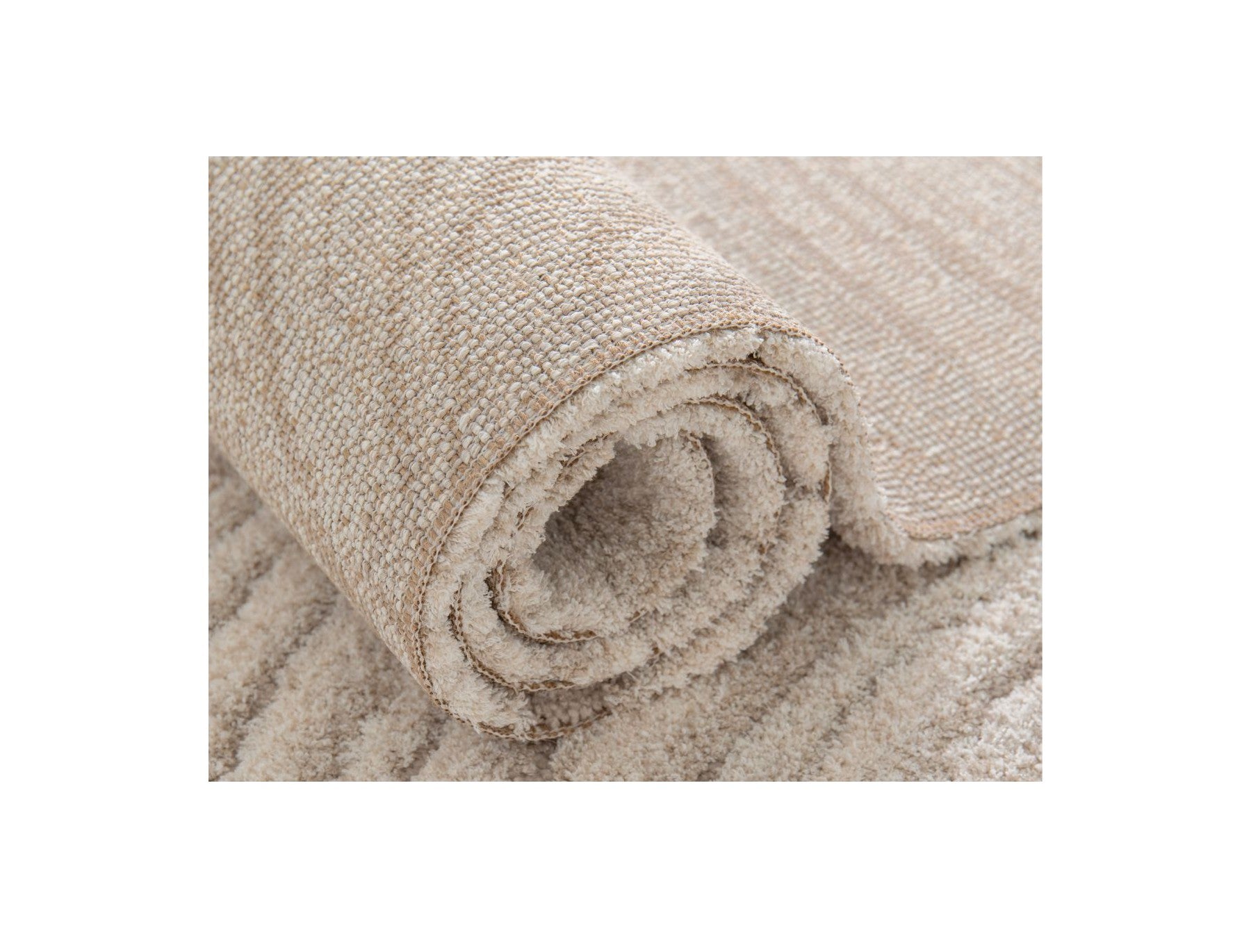 Tapis Poils Longs - Lovina - Motif Abstrait - Beige