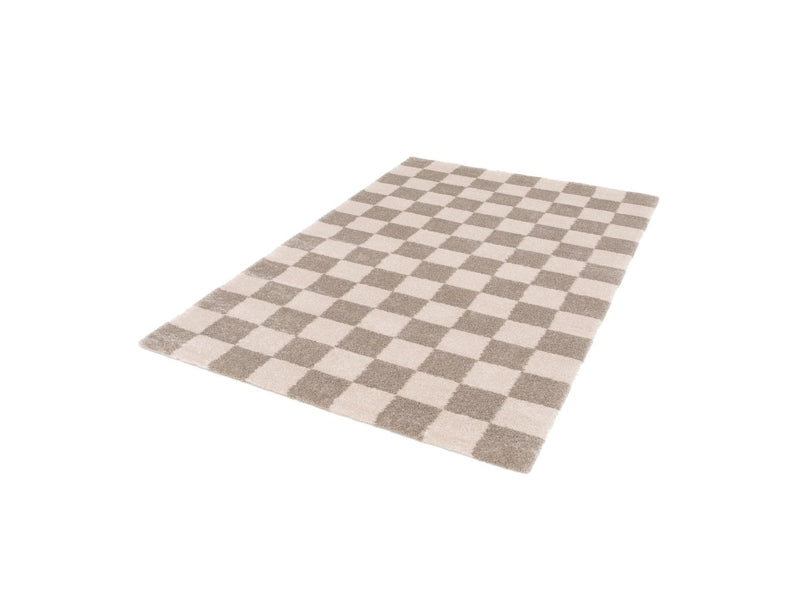 Tapis Poils Long Blitz - Motif Géométrique - Taupe