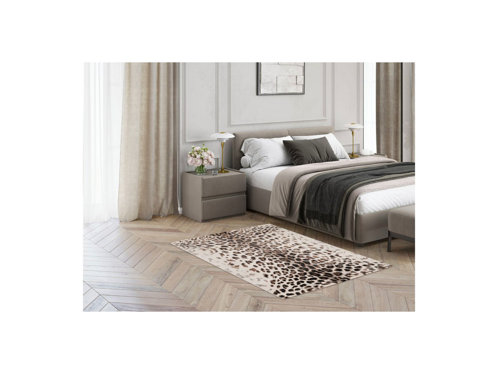 Meryl - Tapis Poils Ras - Motif Léopard - Marron