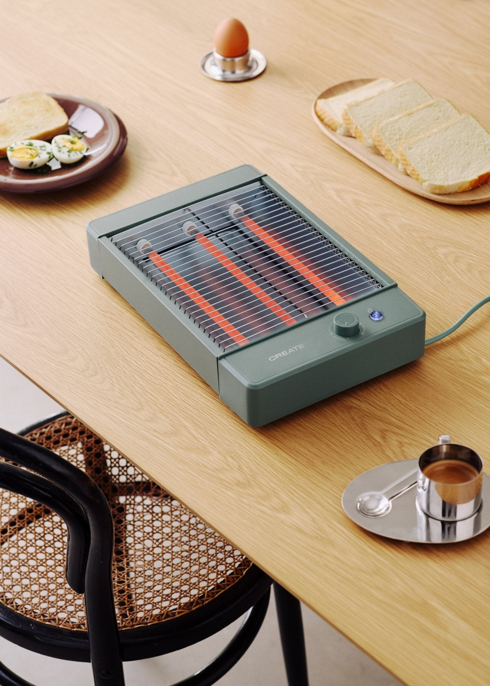 Toast Studio Flat - Grille-Pain Horizontal En Acier Inoxydable Avec 3 Résistances - Sauge
