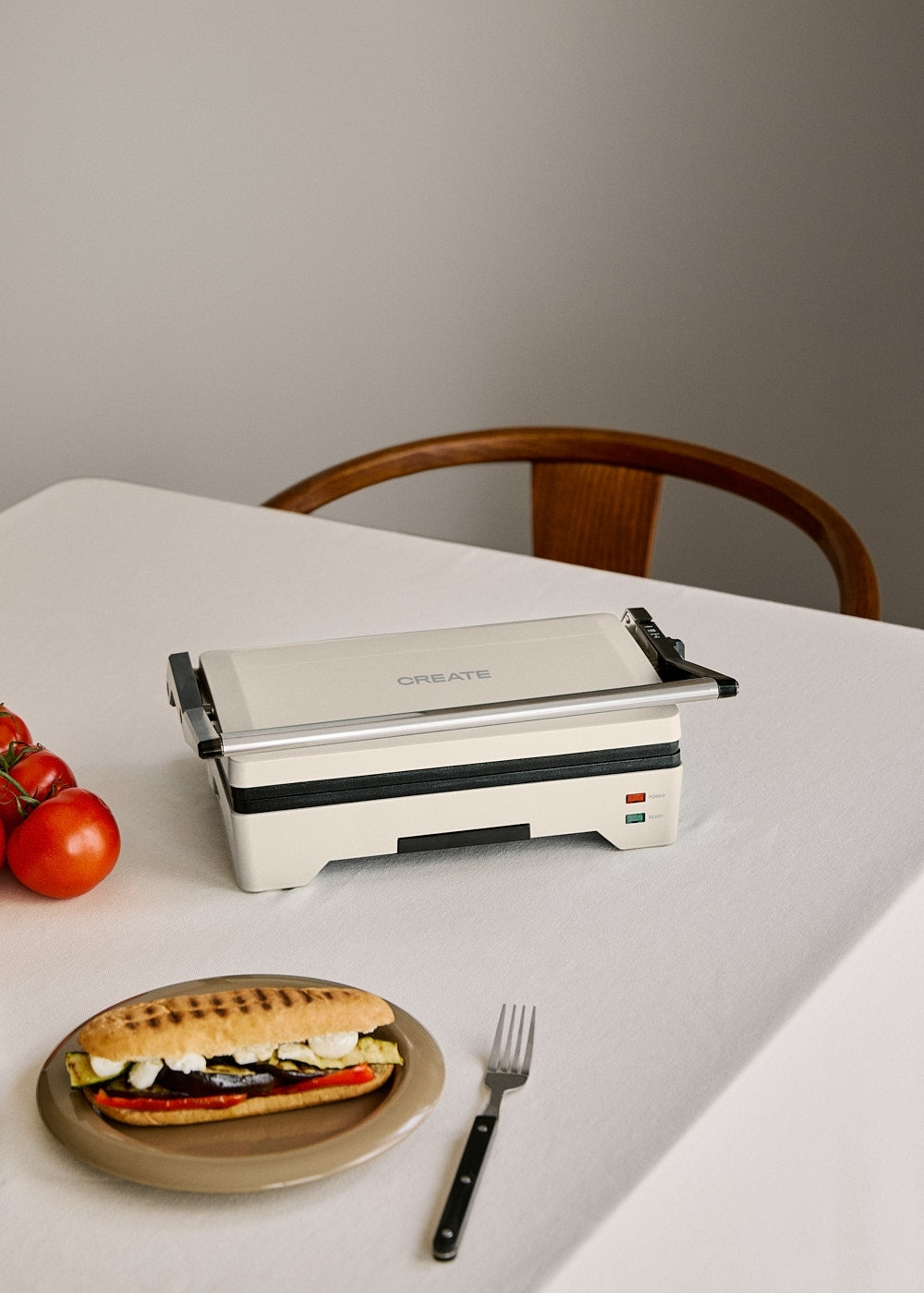Stone Grill Easy - Grill Et Presse-Panini Multifonction 1600W Ouverture À 180° - Blanc Cassé