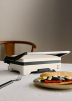 Stone Grill Easy - Grill Et Presse-Panini Multifonction 1600W Ouverture À 180° - Blanc Cassé