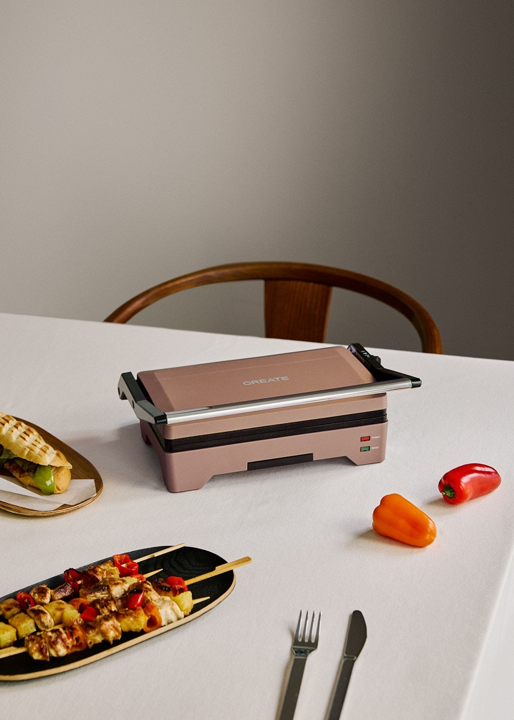 Stone Grill Easy - Grill & Presse-Panini Multifonction 1600W Ouverture À 180° - Moka