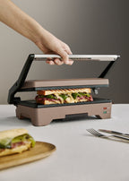 Stone Grill Easy - Grill & Presse-Panini Multifonction 1600W Ouverture À 180° - Moka