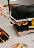 Stone Grill Easy - Grill & Presse-Panini Multifonction 1600W Ouverture À 180° - Moka