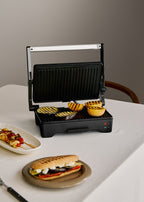 Stone Grill Easy - Grill Et Presse-Panini Multifonction 1600W Ouverture À 180° - Noir