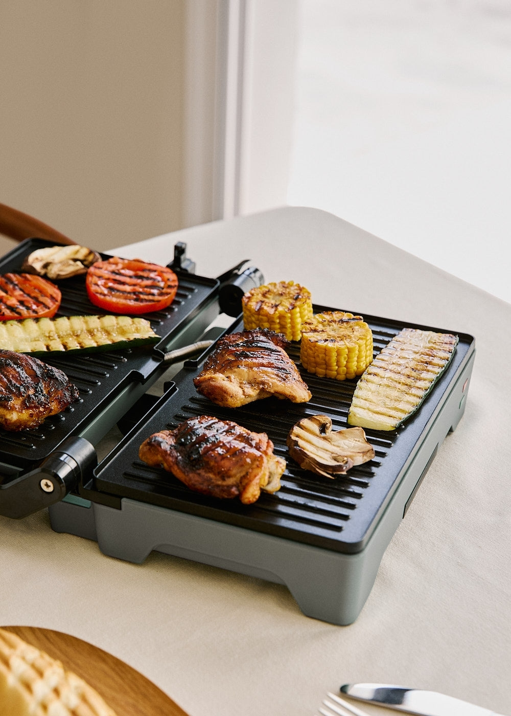 Stone Grill Easy - Grill Et Presse-Panini Multifonction 1600W Ouverture À 180° - Sauge