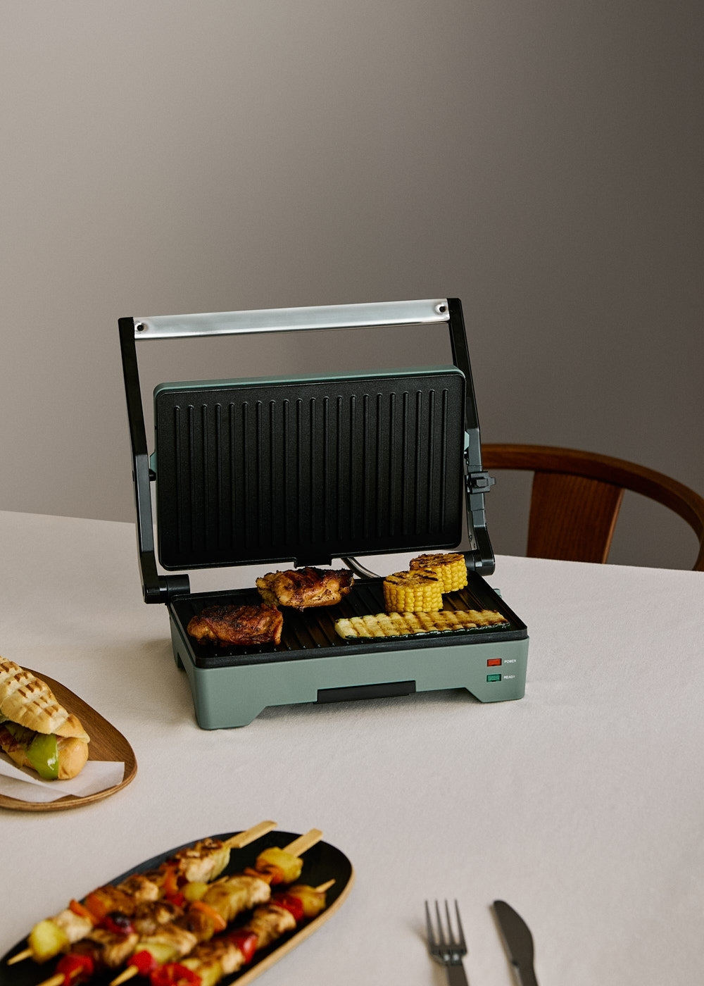 Stone Grill Easy - Grill Et Presse-Panini Multifonction 1600W Ouverture À 180° - Sauge