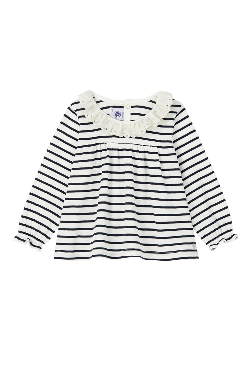 Blouse - Blanc Et Bleu Marine - Bébé Fille
