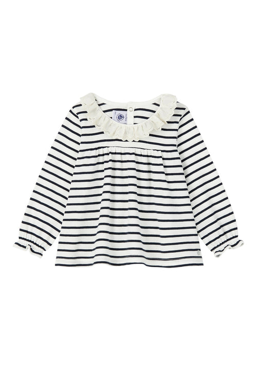 Blouse - Blanc Et Bleu Marine - Bébé Fille