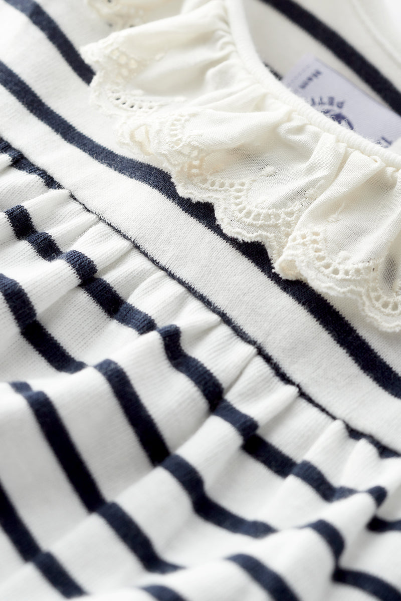 Blouse - Blanc Et Bleu Marine - Bébé Fille