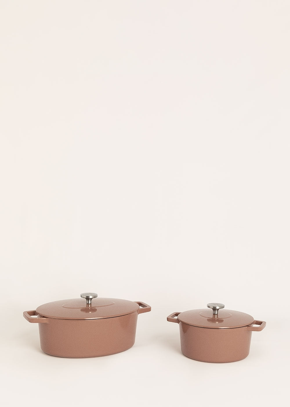 Iron Pot - Lot De 2 Cocottes En Fonte Émaillée - 2,6L & 4,66L - Moka