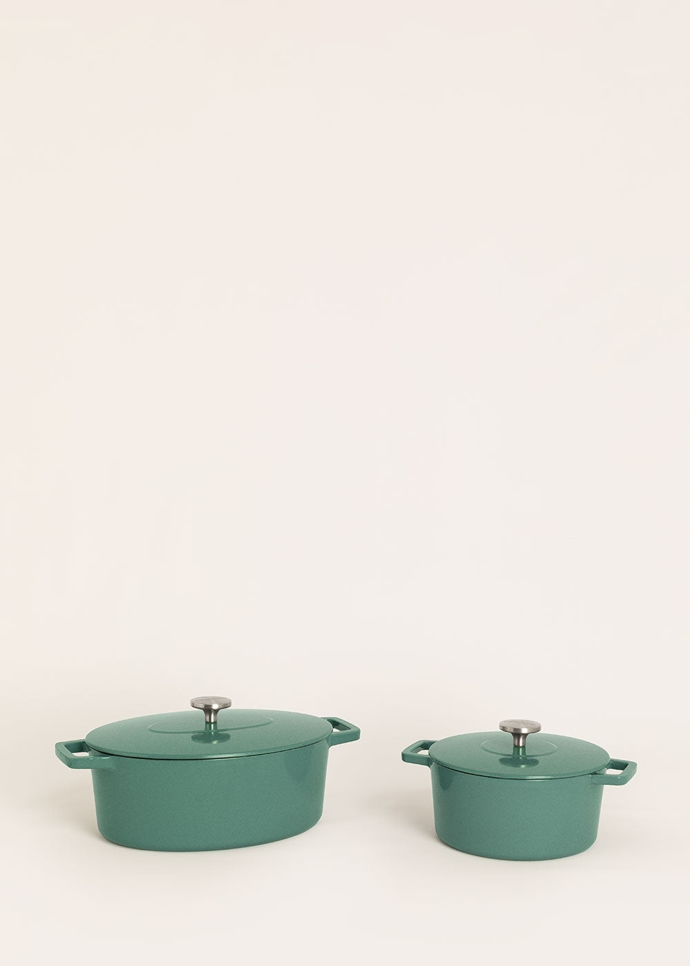 Iron Pot - Lot De 2 Cocottes En Fonte Émaillée - 2,6L & 4,66L - Sauge