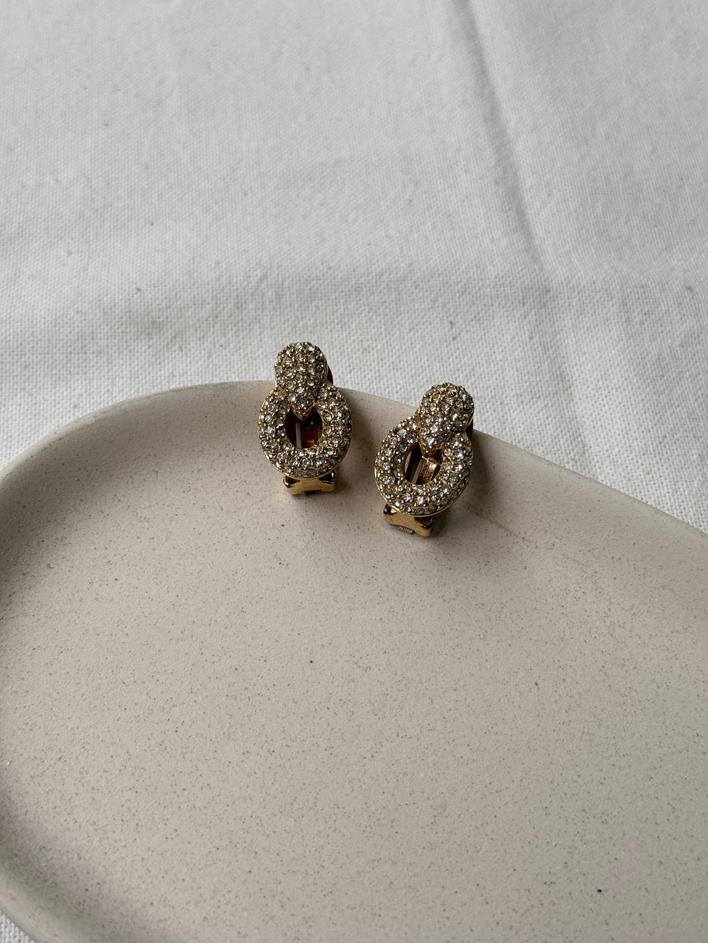 Pendientes Christian Dior Vintage - Eslabón Con Pavado De Strass
