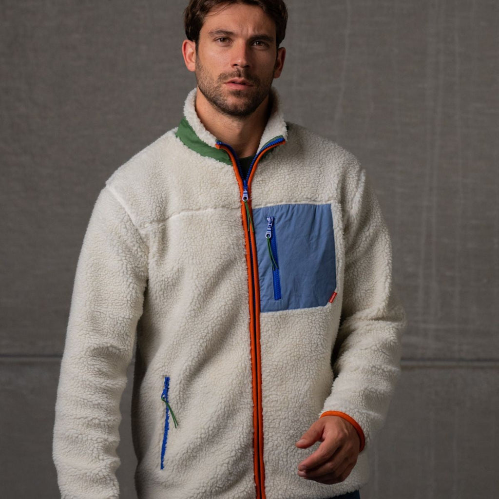 Veste En Sherpa Mixte Zippée - Ivoire