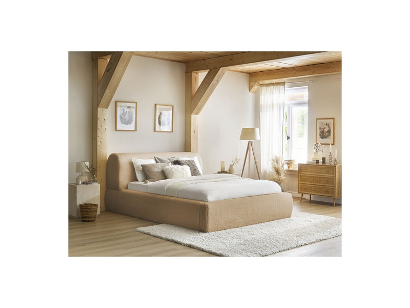 Lit Coffre Effet Fausse Fourrure - Cervin - Marron