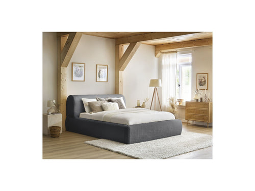 Lit Coffre Effet Fausse Fourrure - Cervin - Gris Foncé