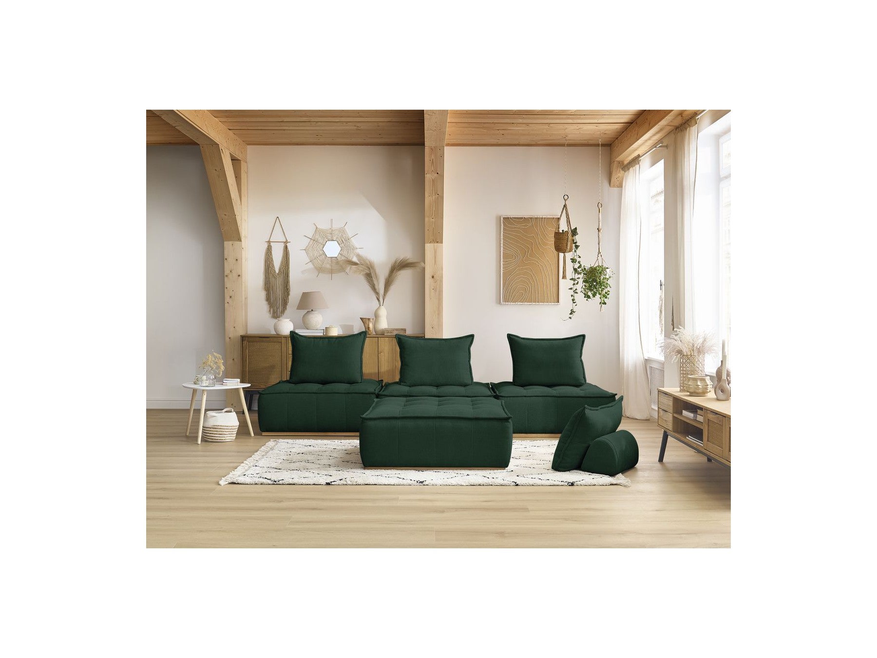 Canapé Droit Modulable - Elisa - Avec 4 Chauffeuses 1 Place