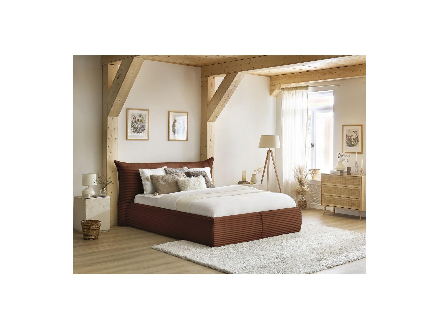 Jade - Storage Bed with Pillow-Effect Headboard - Soft Wide-Ribbed Corduroy