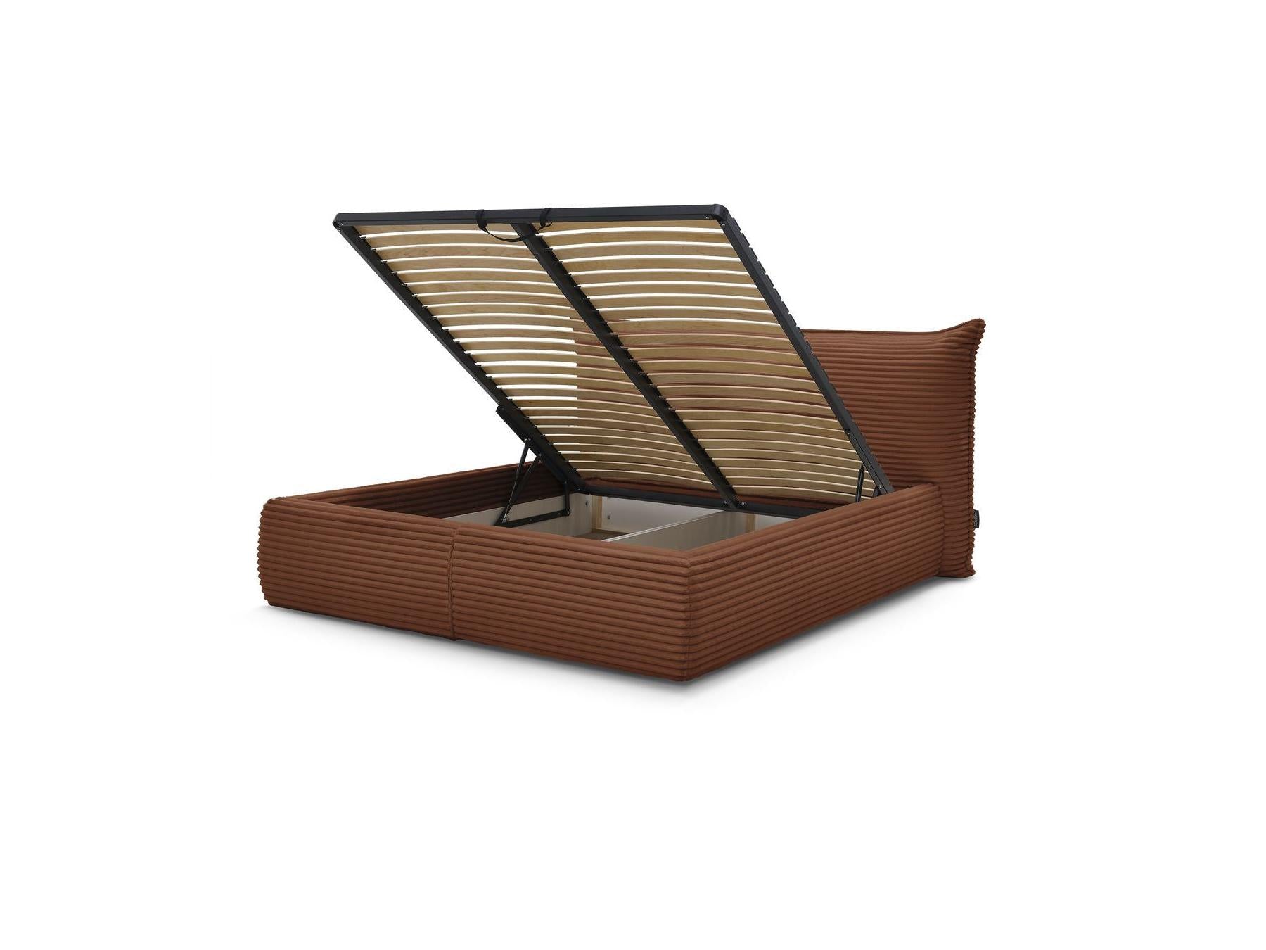 Jade - Storage Bed with Pillow-Effect Headboard - Soft Wide-Ribbed Corduroy