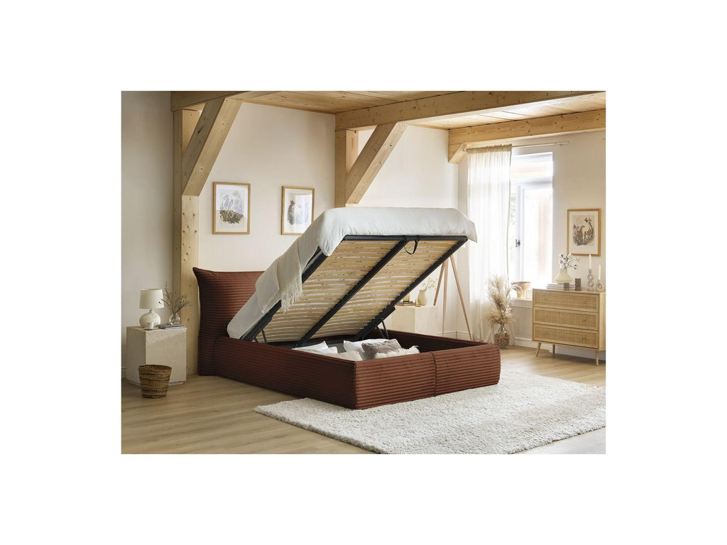 Jade - Storage Bed with Pillow-Effect Headboard - Soft Wide-Ribbed Corduroy