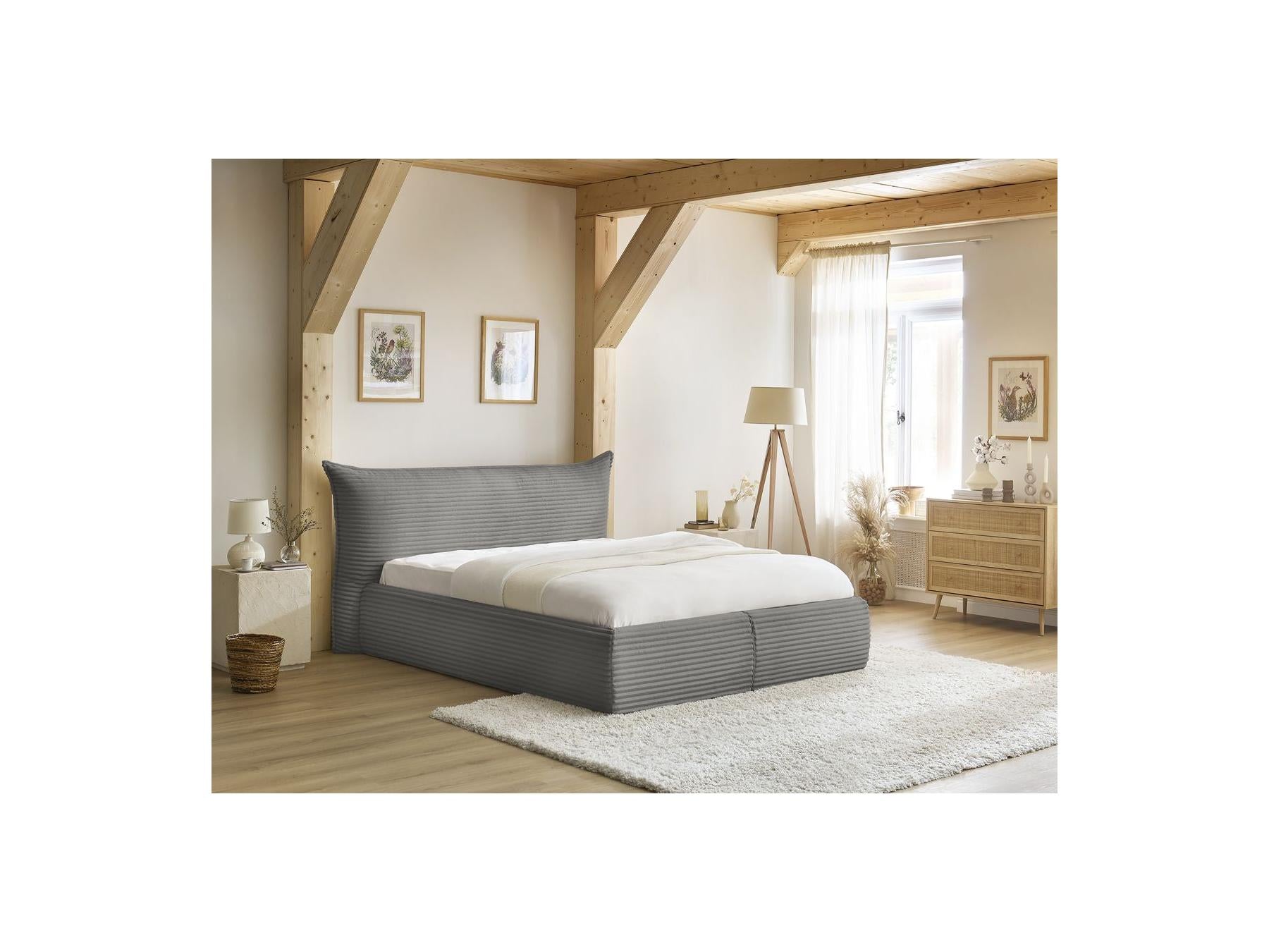 Jade - Storage Bed with Pillow-Effect Headboard - Soft Wide-Ribbed Corduroy