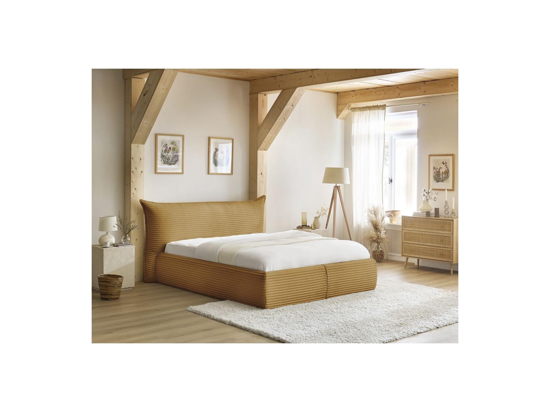 Jade - Storage Bed with Pillow-Effect Headboard - Soft Wide-Ribbed Corduroy
