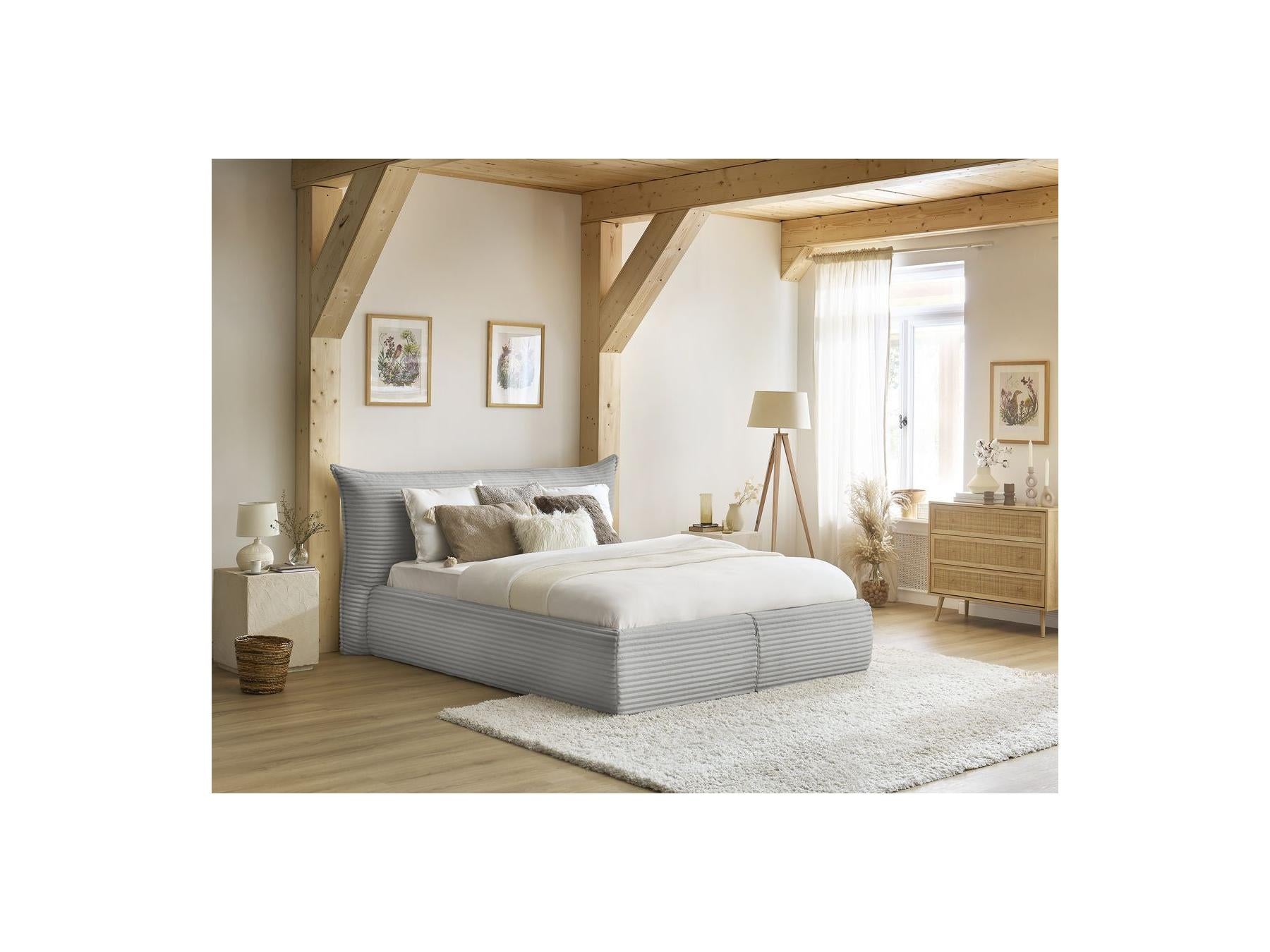 Jade - Storage Bed with Pillow-Effect Headboard - Soft Wide-Ribbed Corduroy