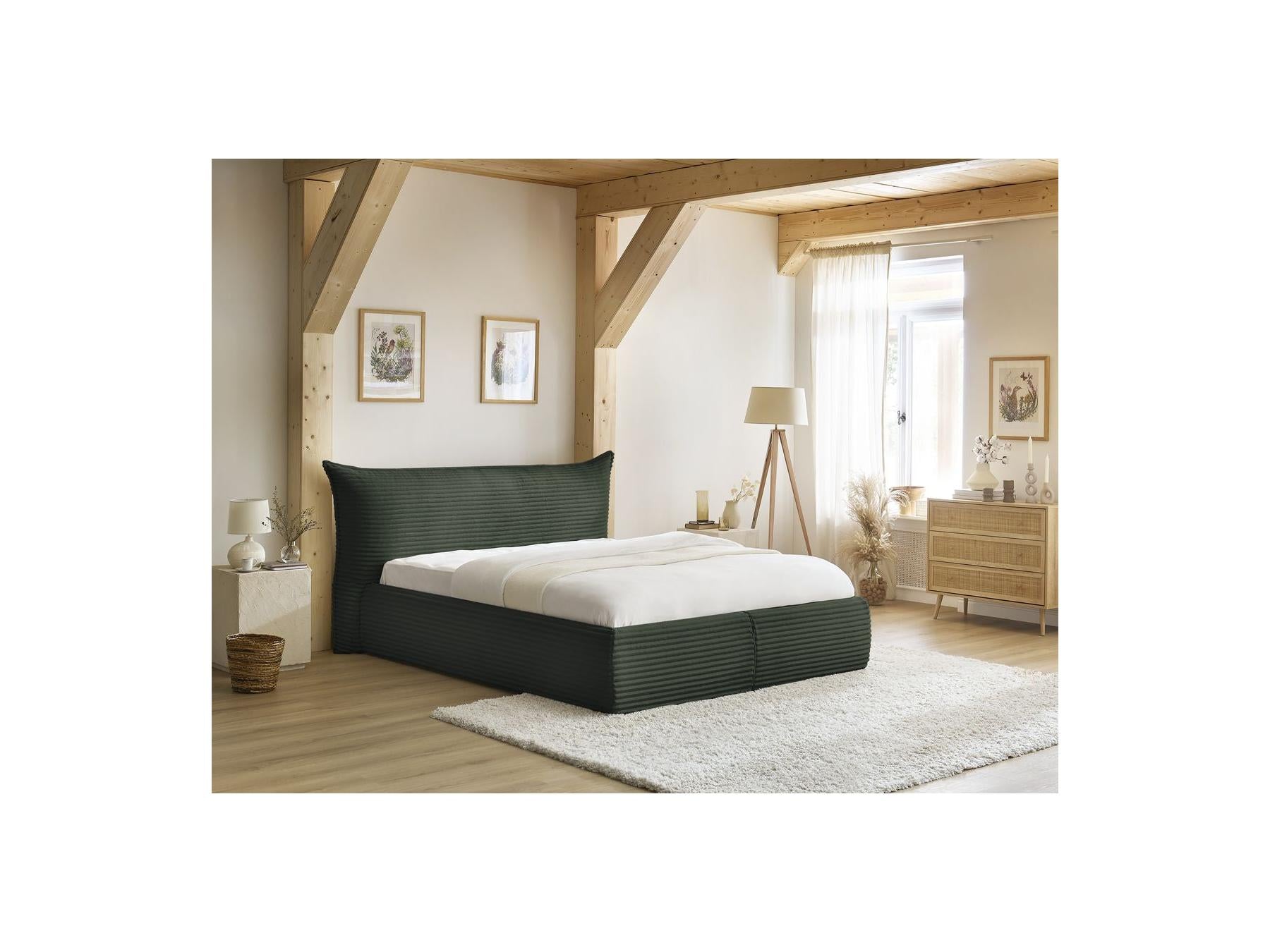 Jade - Storage Bed with Pillow-Effect Headboard - Soft Wide-Ribbed Corduroy