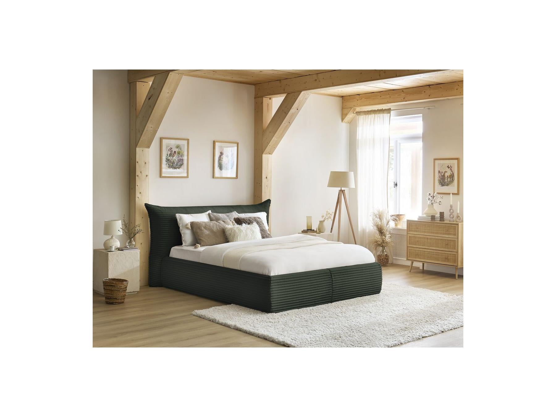 Jade - Storage Bed with Pillow-Effect Headboard - Soft Wide-Ribbed Corduroy
