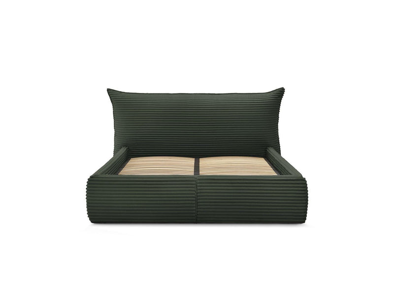 Jade - Lit Coffre Avec Tête De Lit Effet Oreiller - Gros Côtelé Doux