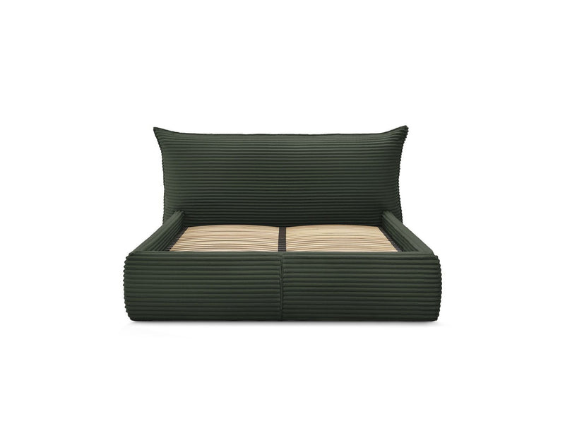 Lit Coffre Avec Tete De Lit Effet Oreiller - Jade - Gros Côtelé Doux - 160X200