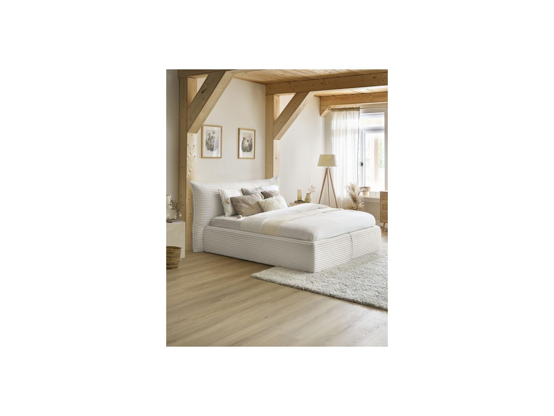 Jade - Storage Bed with Pillow-Effect Headboard - Soft Wide-Ribbed Corduroy