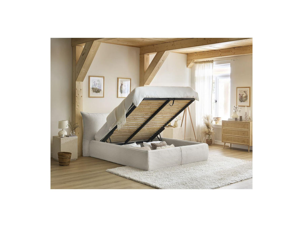Jade - Storage Bed with Pillow-Effect Headboard - Soft Wide-Ribbed Corduroy
