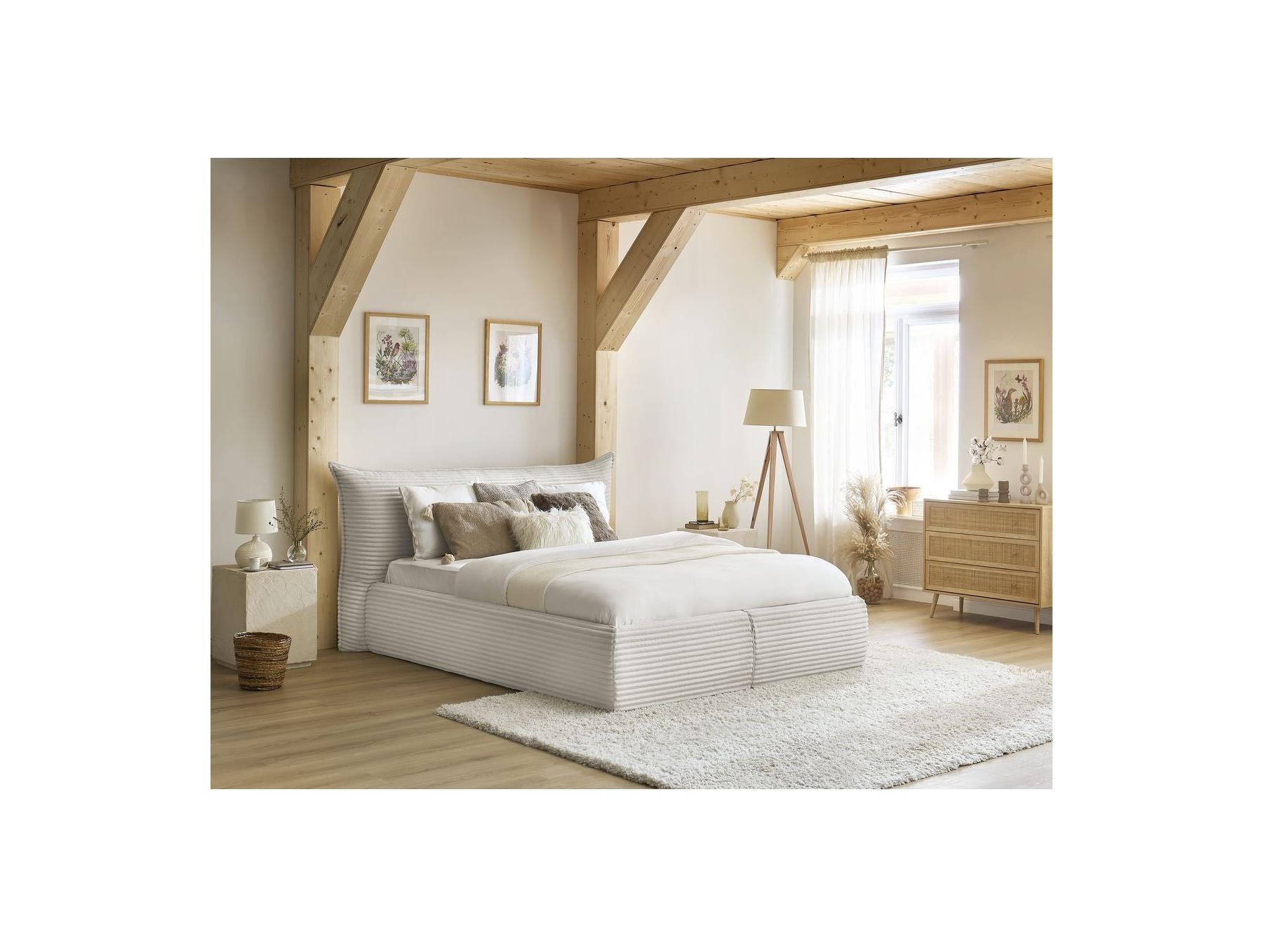 Jade - Storage Bed with Pillow-Effect Headboard - Soft Wide-Ribbed Corduroy