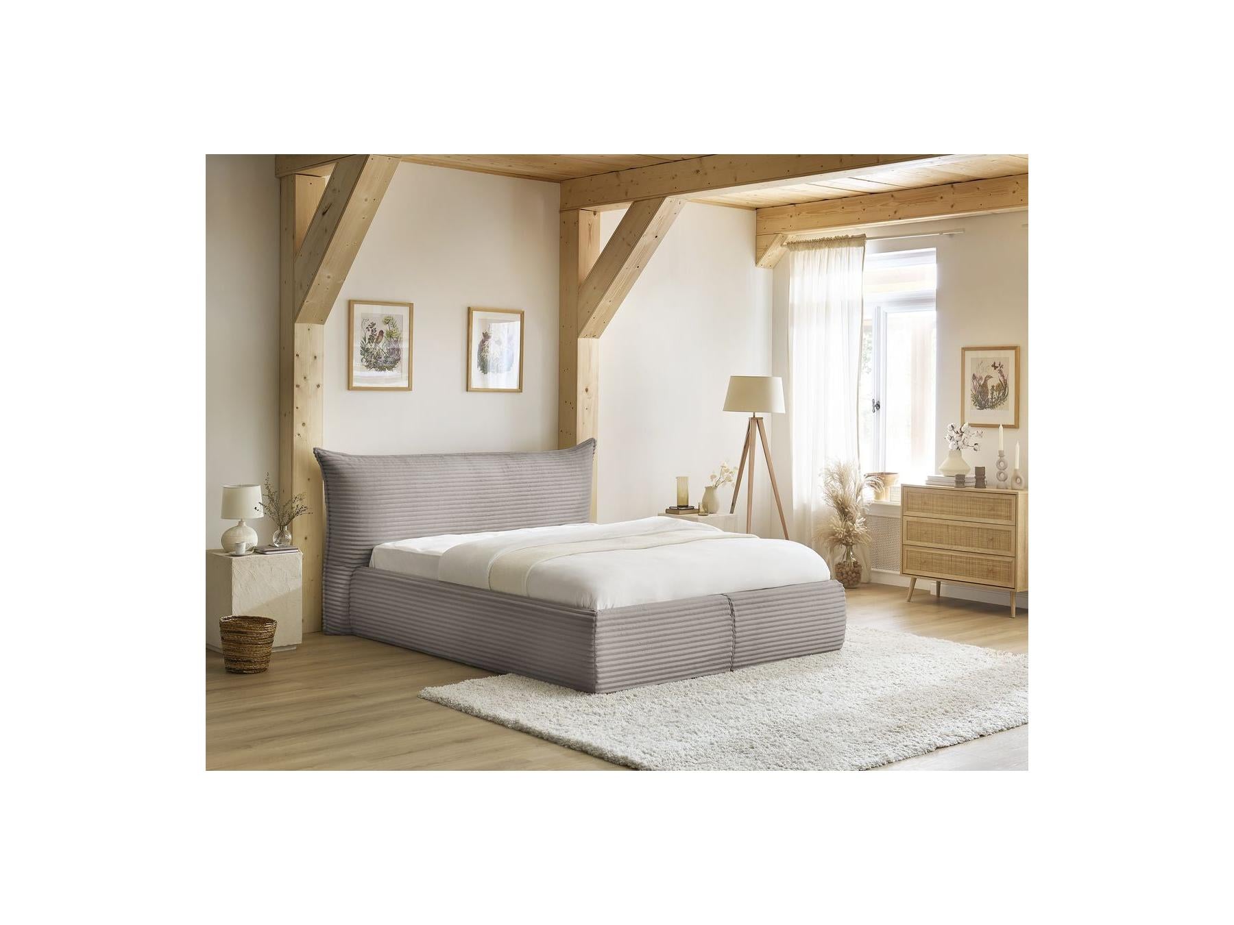 Jade - Storage Bed with Pillow-Effect Headboard - Soft Wide-Ribbed Corduroy