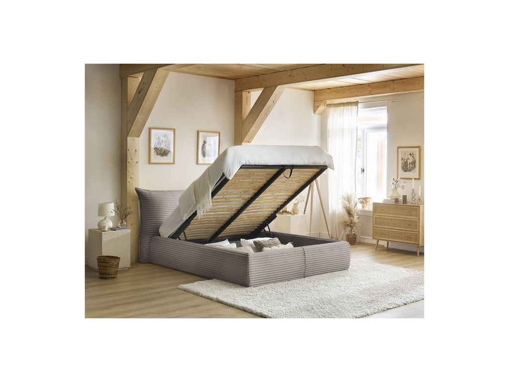 Jade - Storage Bed with Pillow-Effect Headboard - Soft Wide-Ribbed Corduroy
