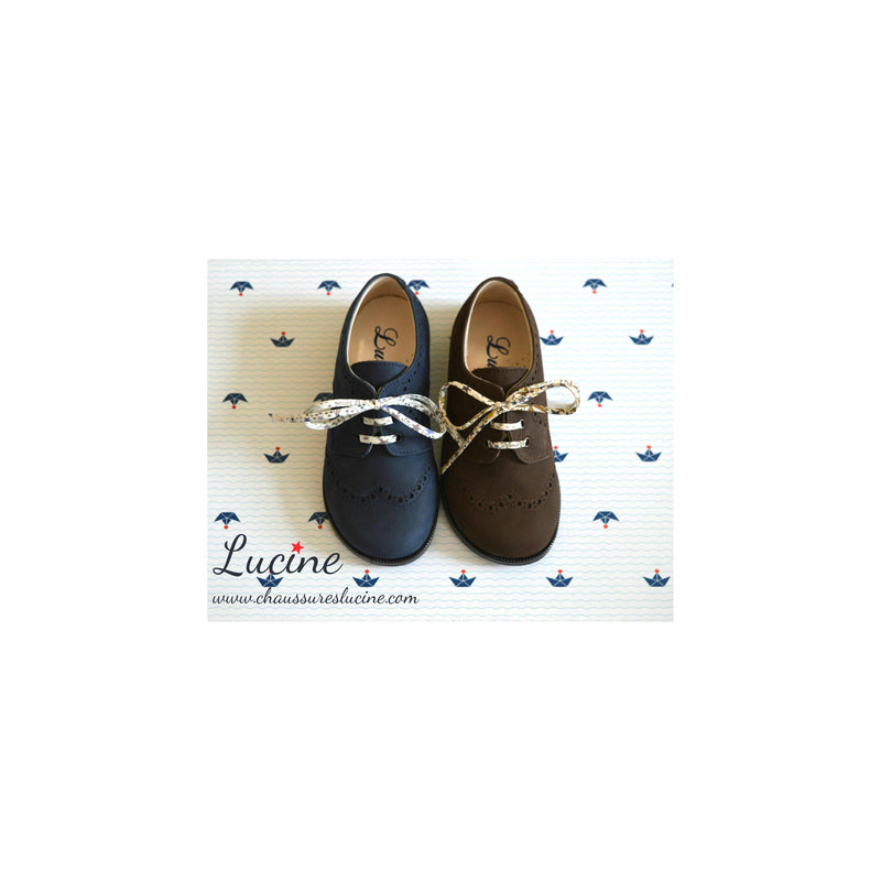 Chaussures Derbies Resistantes Enfant À Lacets Gabriel Bout Golf - Nubuck Bleu Marine - Mixte