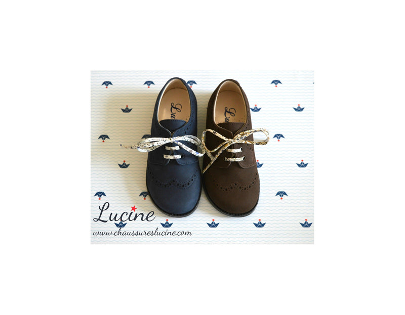 Chaussures Derbies Resistantes Enfant À Lacets Gabriel Bout Golf - Nubuck Bleu Marine - Mixte